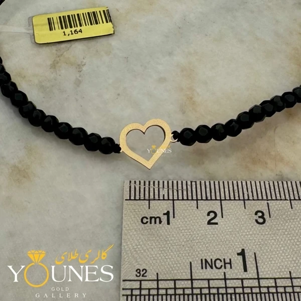 دستبند قلب سنگ مشکی طلا لیزری